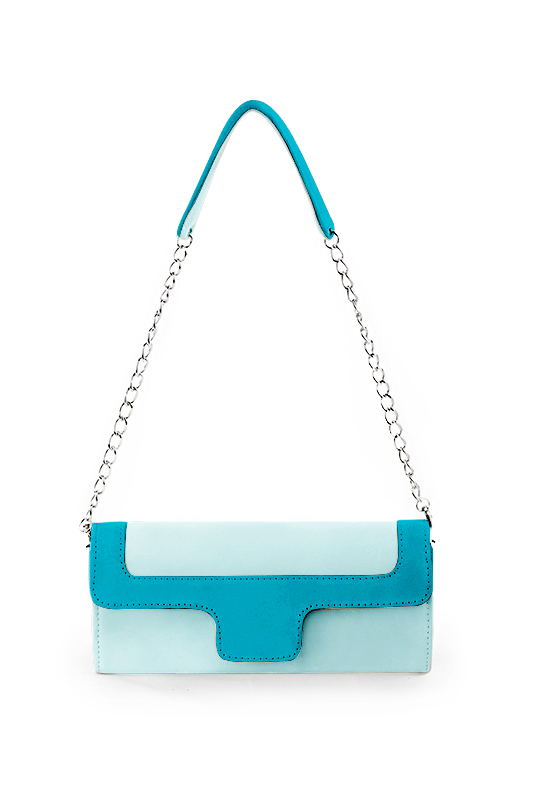 Pochette femme habillee bleu lagon